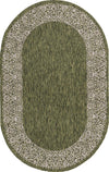 Unique Loom Outdoor Border T-KZOD1 Green Area Rug Oval Top-down Image