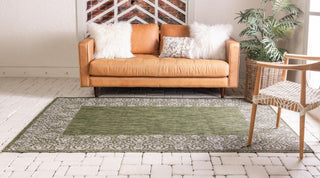 Unique Loom Outdoor Border T-KZOD1 Green Area Rug Rectangle Lifestyle Image