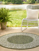 Unique Loom Outdoor Border T-KZOD1 Green Area Rug Round Lifestyle Image