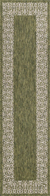 Unique Loom Outdoor Border T-KZOD1 Green Area Rug Runner Top-down Image