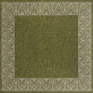 Unique Loom Outdoor Border T-KZOD1 Green Area Rug Square Top-down Image