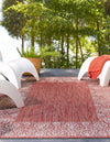 Unique Loom Outdoor Border T-KZOD1 Rust Red Area Rug Rectangle Lifestyle Image