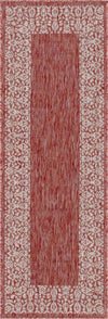 Unique Loom Outdoor Border T-KZOD1 Rust Red Area Rug Runner Top-down Image
