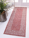 Unique Loom Outdoor Border T-KZOD1 Rust Red Area Rug Runner Lifestyle Image