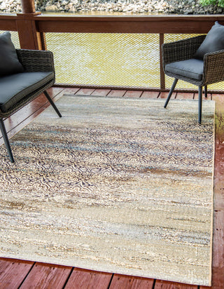 Unique Loom Outdoor Botanical OWE-EDEN-190 Beige Area Rug Rectangle Lifestyle Image Feature