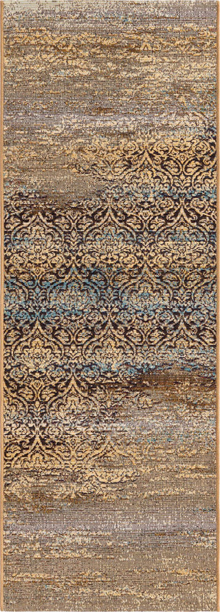 Unique Loom Outdoor Botanical OWE-EDEN-190 Beige Area Rug Runner Top-down Image