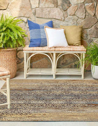 Unique Loom Outdoor Botanical OWE-EDEN-190 Beige Area Rug Square Lifestyle Image