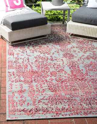 Unique Loom Outdoor Botanical OWE-EDEN-191 Light Blue Area Rug Rectangle Lifestyle Image Feature