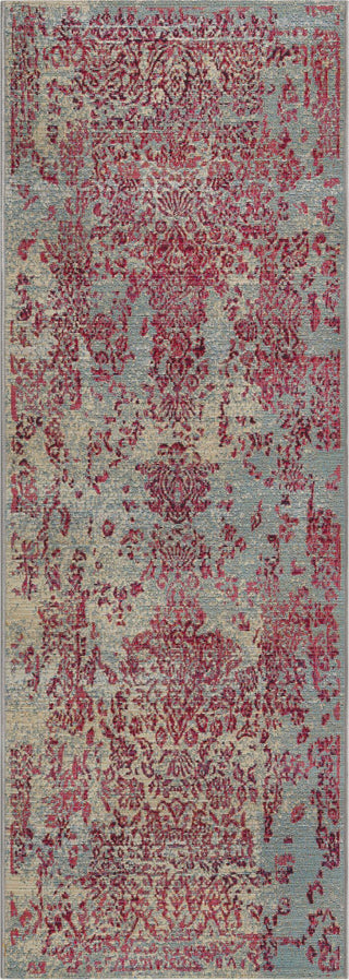 Unique Loom Outdoor Botanical OWE-EDEN-191 Light Blue Area Rug Runner Top-down Image