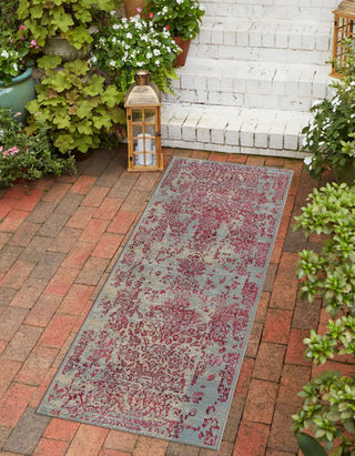 Unique Loom Outdoor Botanical OWE-EDEN-191 Light Blue Area Rug Runner Lifestyle Image