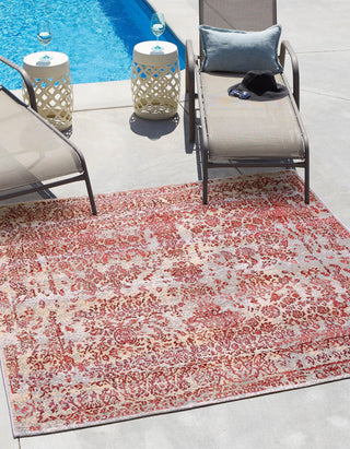 Unique Loom Outdoor Botanical OWE-EDEN-191 Light Blue Area Rug Square Lifestyle Image