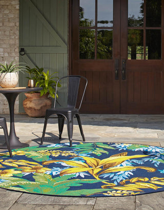 Unique Loom Outdoor Botanical OWE-EDEN-24X Multi Area Rug Round Lifestyle Image