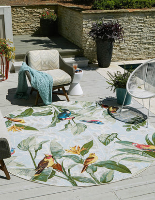 Unique Loom Outdoor Botanical OWE-EDEN-25 Multi Area Rug Round Lifestyle Image