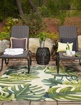 Unique Loom Outdoor Botanical OWE-EDEN-91 Green Area Rug Rectangle Lifestyle Image