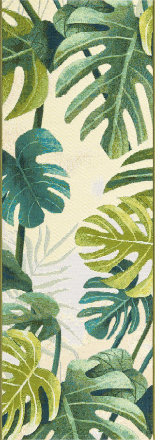 Unique Loom Outdoor Botanical OWE-EDEN-91 Green Area Rug Runner Top-down Image