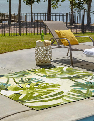 Unique Loom Outdoor Botanical OWE-EDEN-91 Green Area Rug Square Lifestyle Image