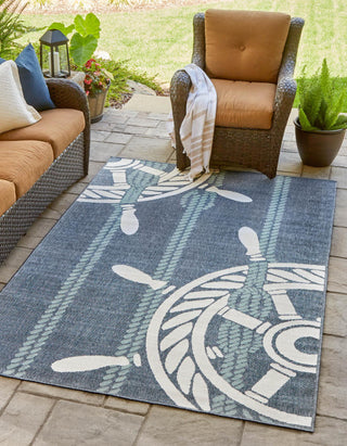 Unique Loom Outdoor Coastal OWE-CSTL1 Navy Blue Area Rug Rectangle Lifestyle Image Feature