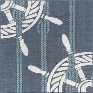 Unique Loom Outdoor Coastal OWE-CSTL1 Navy Blue Area Rug Square Top-down Image