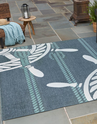 Unique Loom Outdoor Coastal OWE-CSTL1 Navy Blue Area Rug Square Lifestyle Image