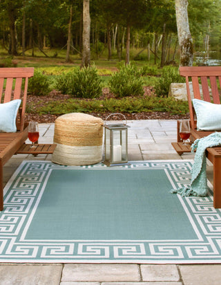 Unique Loom Outdoor Coastal OWE-CSTL10 Aqua Area Rug Rectangle Lifestyle Image