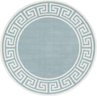 Unique Loom Outdoor Coastal OWE-CSTL10 Aqua Area Rug Round Top-down Image