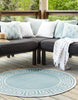 Unique Loom Outdoor Coastal OWE-CSTL10 Aqua Area Rug Round Lifestyle Image