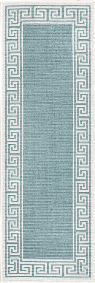 Unique Loom Outdoor Coastal OWE-CSTL10 Aqua Area Rug Runner Top-down Image