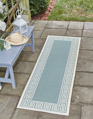 Unique Loom Outdoor Coastal OWE-CSTL10 Aqua Area Rug Runner Lifestyle Image