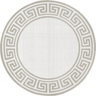 Unique Loom Outdoor Coastal OWE-CSTL10 Ivory Area Rug Round Top-down Image