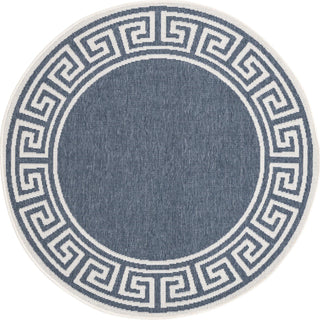 Unique Loom Outdoor Coastal OWE-CSTL10 Navy Blue Area Rug Round Top-down Image