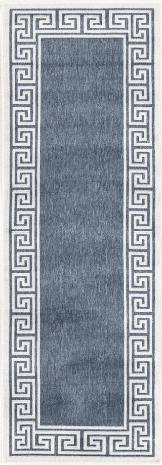 Unique Loom Outdoor Coastal OWE-CSTL10 Navy Blue Area Rug Runner Top-down Image