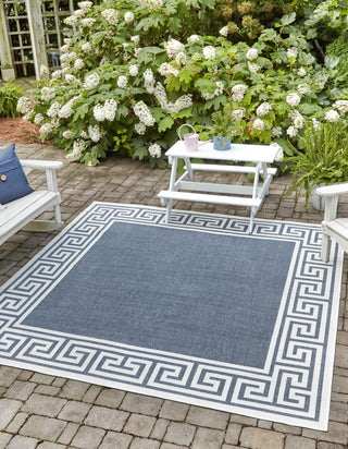 Unique Loom Outdoor Coastal OWE-CSTL10 Navy Blue Area Rug Square Lifestyle Image