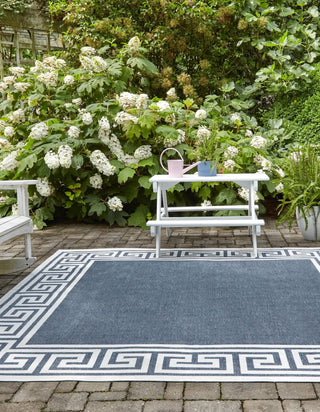 Unique Loom Outdoor Coastal OWE-CSTL10 Navy Blue Area Rug Square Lifestyle Image