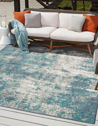 Unique Loom Outdoor Coastal OWE-CSTL2 Blue Area Rug Square Lifestyle Image