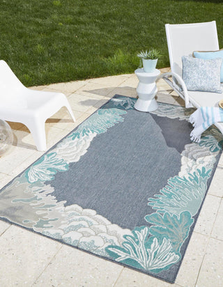 Unique Loom Outdoor Coastal OWE-CSTL3 Navy Blue Area Rug Rectangle Lifestyle Image Feature