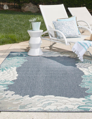 Unique Loom Outdoor Coastal OWE-CSTL3 Navy Blue Area Rug Rectangle Lifestyle Image