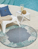 Unique Loom Outdoor Coastal OWE-CSTL3 Navy Blue Area Rug Round Lifestyle Image