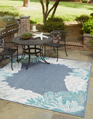 Unique Loom Outdoor Coastal OWE-CSTL3 Navy Blue Area Rug Square Lifestyle Image