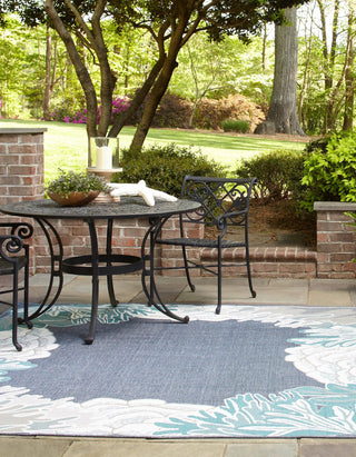 Unique Loom Outdoor Coastal OWE-CSTL3 Navy Blue Area Rug Square Lifestyle Image