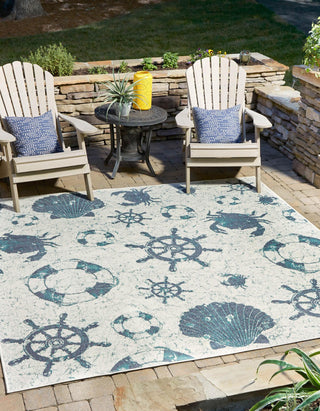Unique Loom Outdoor Coastal OWE-CSTL4 Ivory Area Rug Square Lifestyle Image