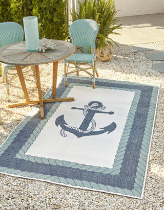 Unique Loom Outdoor Coastal OWE-CSTL5 Navy Blue Area Rug Rectangle Lifestyle Image Feature