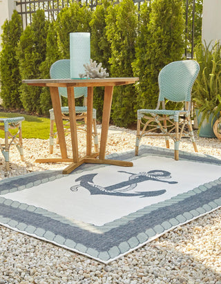 Unique Loom Outdoor Coastal OWE-CSTL5 Navy Blue Area Rug Rectangle Lifestyle Image