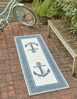 Unique Loom Outdoor Coastal OWE-CSTL5 Navy Blue Area Rug Runner Lifestyle Image