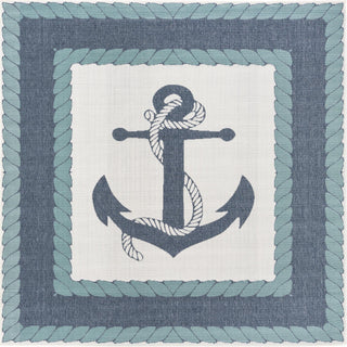 Unique Loom Outdoor Coastal OWE-CSTL5 Navy Blue Area Rug Square Top-down Image