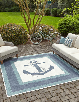 Unique Loom Outdoor Coastal OWE-CSTL5 Navy Blue Area Rug Square Lifestyle Image