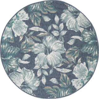 Unique Loom Outdoor Coastal OWE-CSTL6 Blue Area Rug Round Top-down Image