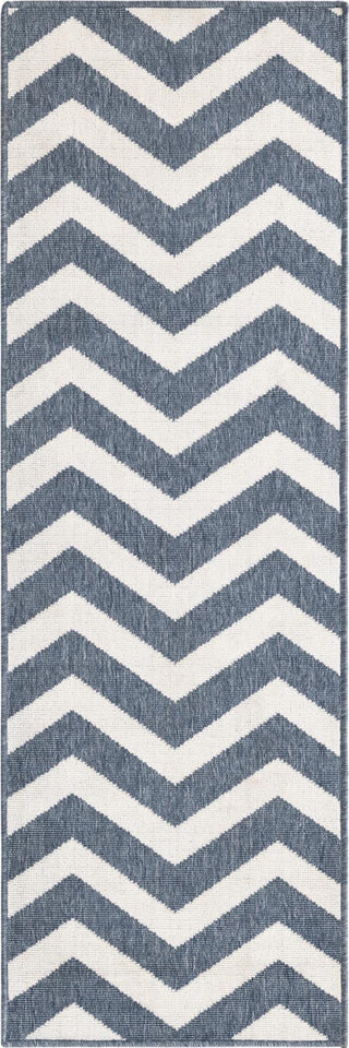 Unique Loom Outdoor Coastal OWE-CSTL7 Navy Blue Area Rug Runner Top-down Image