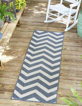 Unique Loom Outdoor Coastal OWE-CSTL7 Navy Blue Area Rug Runner Lifestyle Image