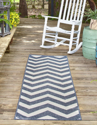 Unique Loom Outdoor Coastal OWE-CSTL7 Navy Blue Area Rug Runner Lifestyle Image