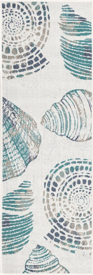 Unique Loom Outdoor Coastal OWE-CSTL8 Ivory Area Rug Runner Top-down Image